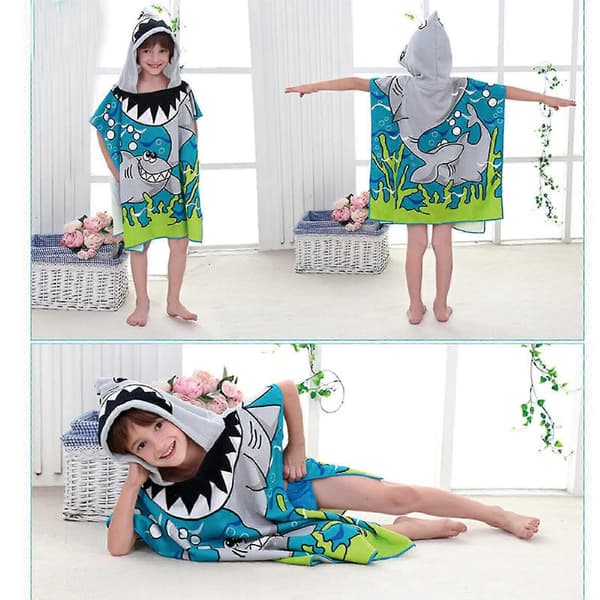 Badekåpe for barn, badehåndkle for barn, badehåndkle med hette, søte mønstre, multifunksjonelt for barn 2-8 år