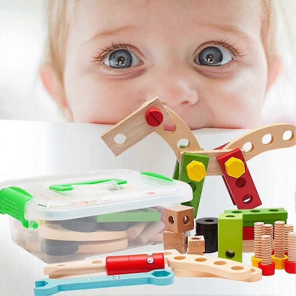 Lasten simulaatio puutyökalut ruuvi mutteri yhdistelmä DIY purkulelu