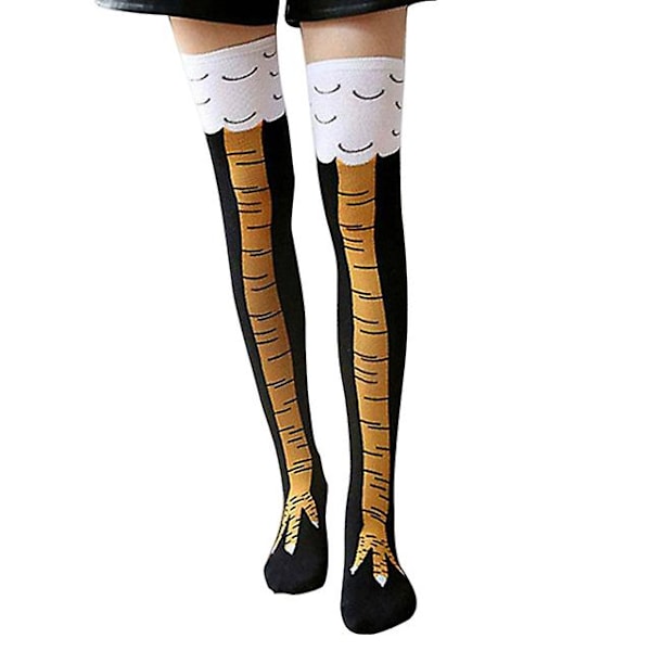 Women's Fun Chicken Leg Socks, 3d Card Through Knee Socks