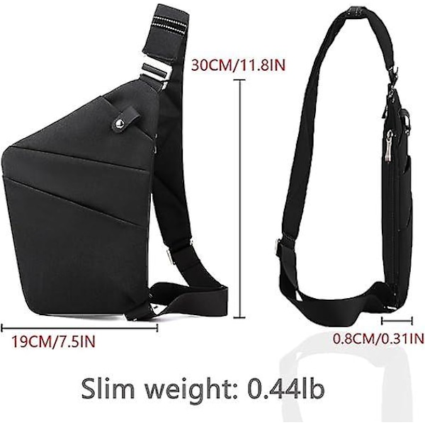 Slingväska, Lätt Crossbody Axelväska Bröstväskor Dagryggsäck, En Rem Anti-Stöld Slingväska för Kvinnor Män DB Svart black left shoulder