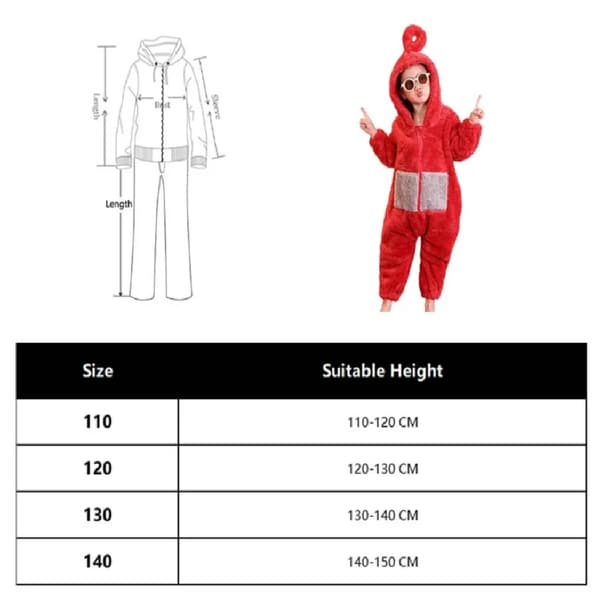 [LCS]Teletubbies One Piece Pyjamas Barn Förtjockad Korallfleece Röd 100cm Red 100cm