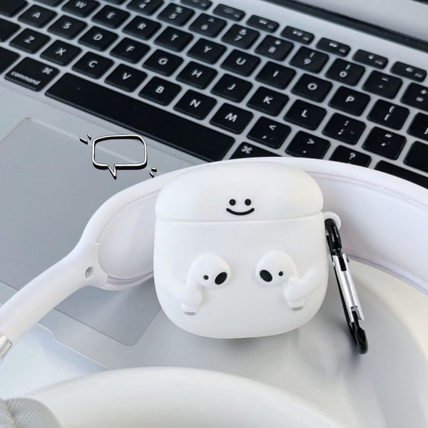 Kompatibelt med AirPods Mjukt Silikonfodral med Söt 3D Rolig Tecknad Design Stöttåligt Nyckelringsskydd för Flickor Kvinnor Airpod Pro