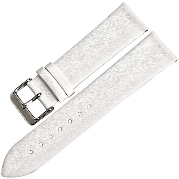 Klassiskt Klockarmband Mjukt PU-läder Vit 16mm Vit