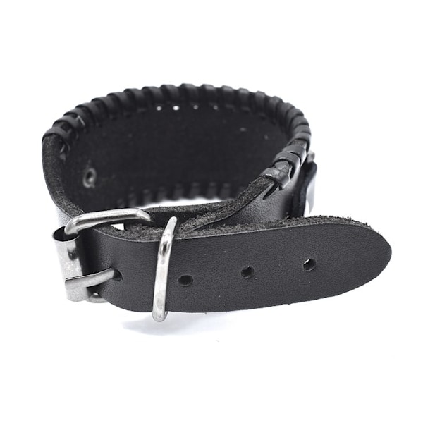 Svart läderarmband med spänne Svart Black