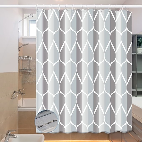 Duschdraperi 180 x 180 cm 100 % polyester med ringar, antimögel