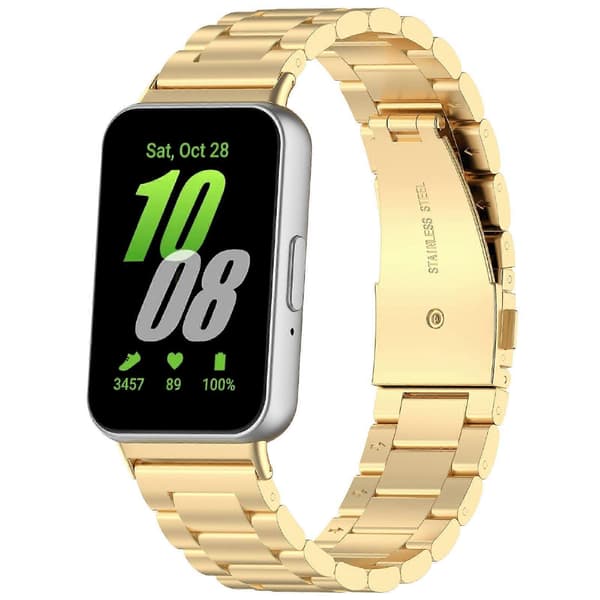 Til Samsung Galaxy Fit 3 Tre Stål Metal Urrem Gold