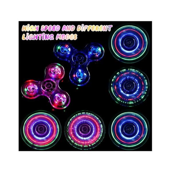 2 stk Fidget Spinner LED Krystall Lysende Håndspinner Sensorisk Leketøy Fidget Leker Anti-Stress ADHD for Barn Blå og Lilla[YJD]