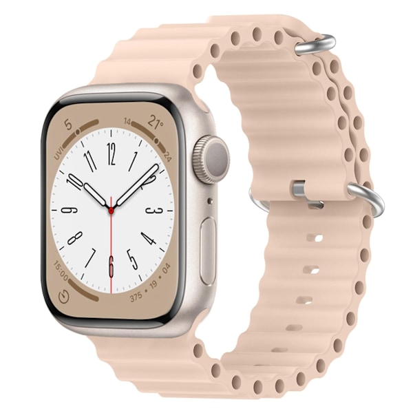 Ocean-ranneke Apple Watch -rannekkeelle 44 mm 40 mm 45 mm 41 mm 49 mm 42 mm 38 mm älykellon silikonihihna Iwatch Ultra Series 7 6 3 Watch 8 38 40 41 mm light pink 38 40 41mm