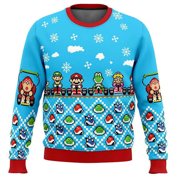 Mario Pixel Man Ful Jultröja Pullover Herrar 3D Tröja Toppar XS Mario Pixel Man