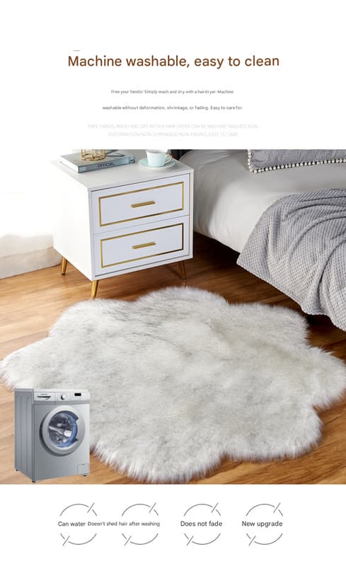 Syntetisk fåreskind, uldtæppe, lammeuld, blød plys, polstring, stolehynder, sofahynder. Light gray 60cm