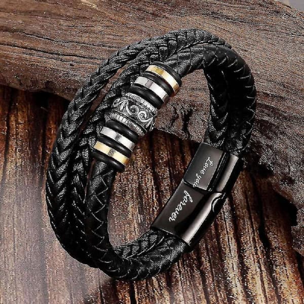 Til min søn - Elsker dig for evigt læderarmbånd, flettet læderarmbånd til mænd