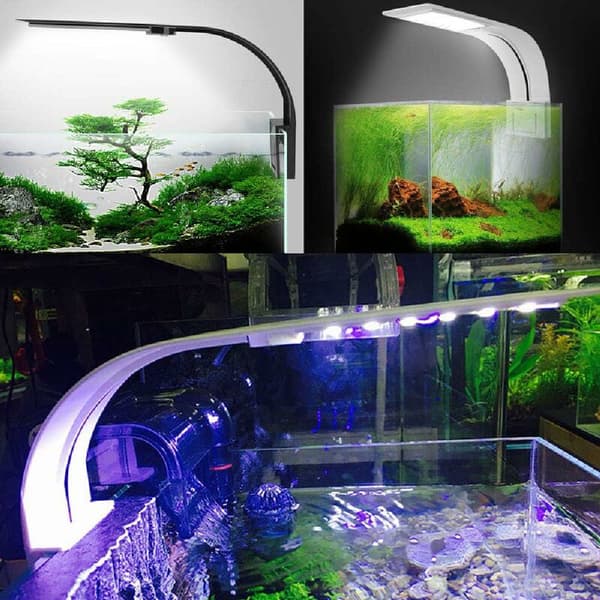 Akvarium LED-lampe hvid og blå nano clip-on belysning til fisk og planter 23-50 cm