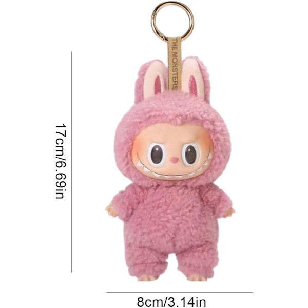 Labubu Popmart Plysch Nyckelring, Monster Nyckelring Mjuk Leksak, 17 cm Macros Vinyl Face Story Samlarfigurer (Rosa Labubu) rose labubu
