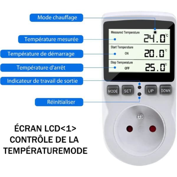 Termostatkontakt, temperaturregulator, programmerbar digital timer med sonde, drivhusvarmetermostatkontakt, akvarium 1 stk