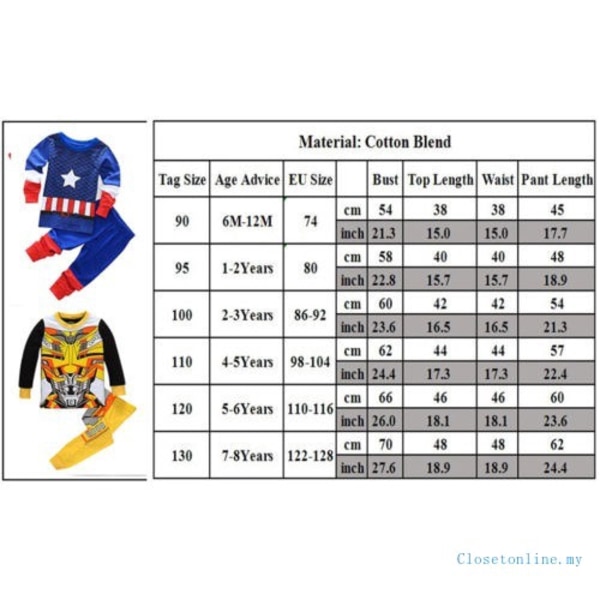 Poikien pitkähihaiset housut 2-osainen asu Marvel Iron Man -puku Kapteeni 2 Captain 2 90