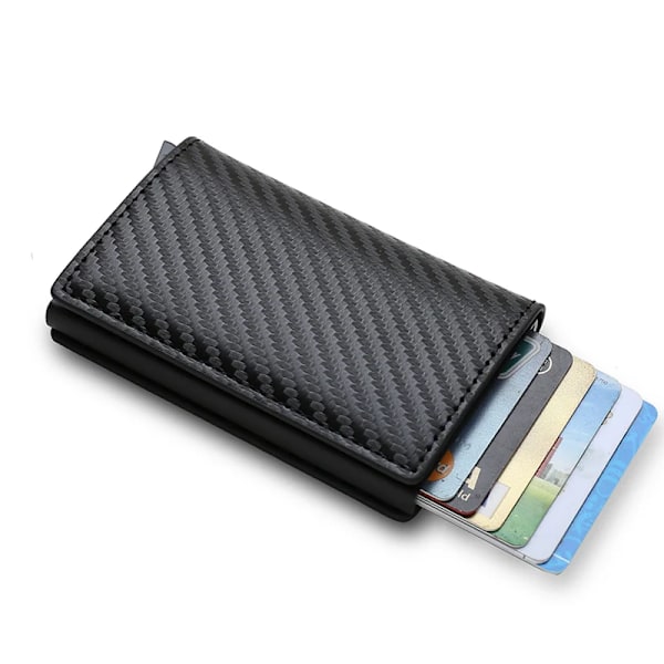 Kullfiber Kredittkortlommebok Menn RFID Svart Magisk Trifold Lær Slank Mini Lommebok Liten Pengesekk Menn Veske Y Carbon Black