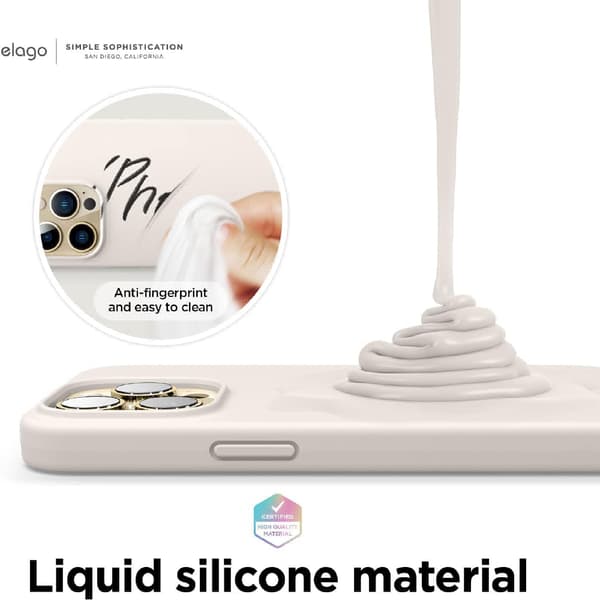 Flytande silikonfodral kompatibelt med iPhone 13 Pro (6.1\"), Premium silikon, Fullt skydd (Sten)