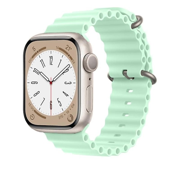 Ocean-ranneke Apple Watch -rannekkeelle 44 mm 40 mm 45 mm 41 mm 49 mm 42 mm 38 mm älykellon silikonihihna Iwatch Ultra Series 7 6 3 Watch 8 38 40 41 mm pistachio 38 40 41mm