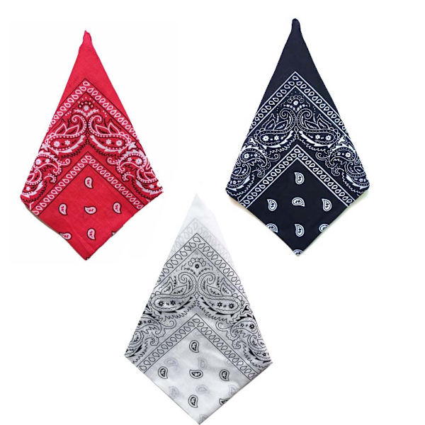 Bandana Paisleymönster Röd-Vit-Svart 3-pack Röd