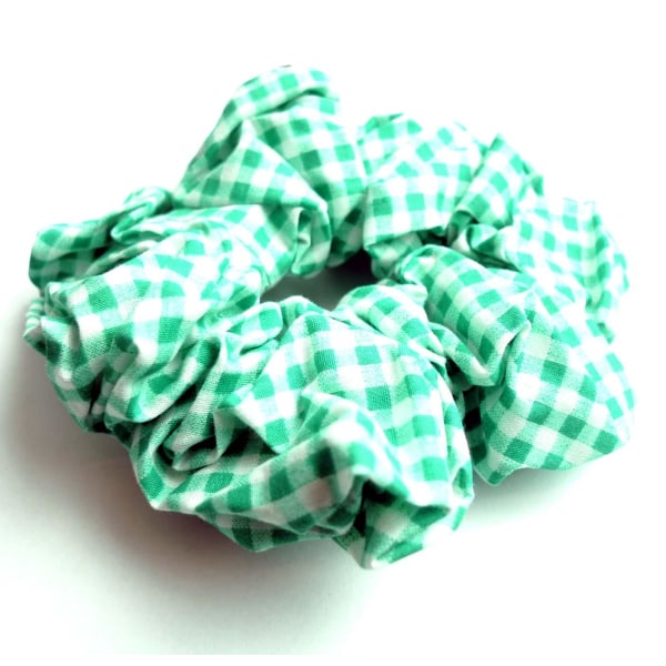 Scrunchie pepitarutig grön/vit