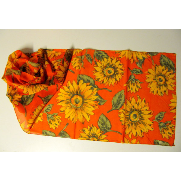 Orange scarf med solrosor