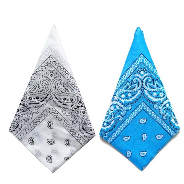 Bandana Paisleymönster Vit & Ljusblå  2-pack