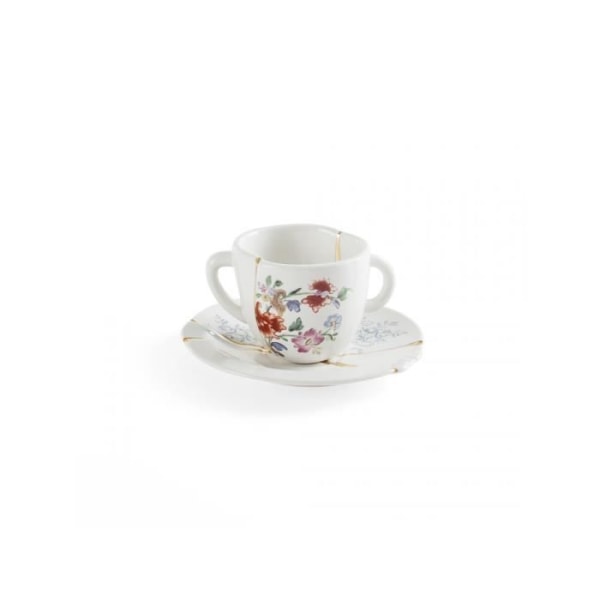 TAZZINA CAFFE' CON PIATTINO SELETTI KINTSUGI N1 ART 09641 Bianco