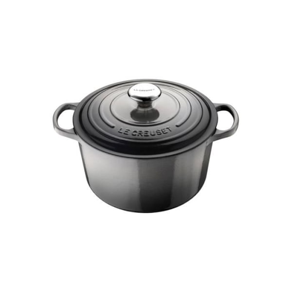 LE CREUSET Polerad svart gjutjärn Rund kastrull 26cm Skinande svart