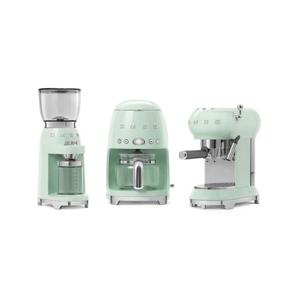 Smeg kaffekvarn - CGF01PGEU - Vattengrön - 350g - 150W - 30 malningsmöjligheter vatten grönt