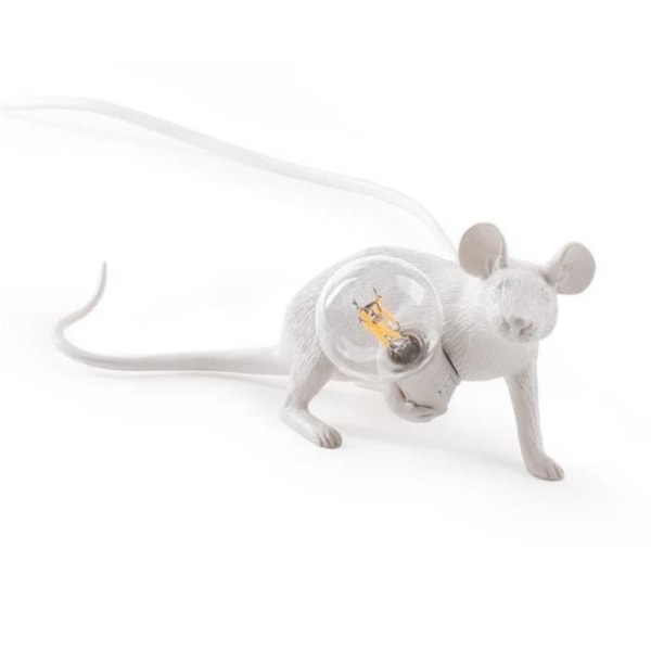 MOUSE-Bordslampa Liggande mus USB-kabel H8,1cm Vit Seletti - designad av Marcantonio Raimondi Malerba