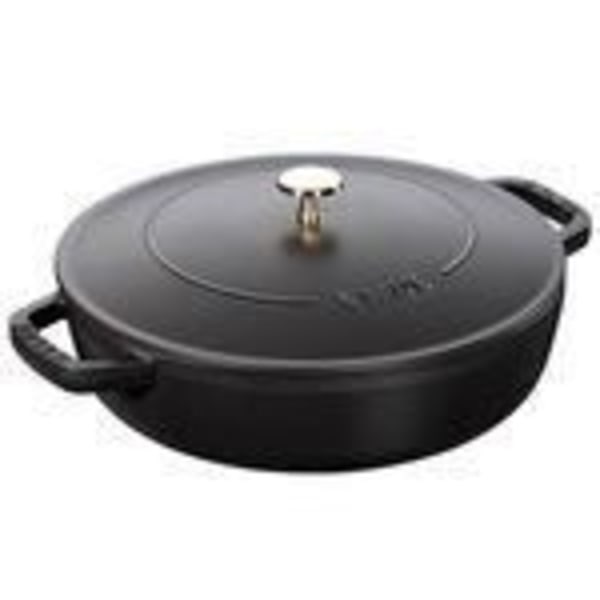 STAUB Cast Iron Chistera Sauté Pan, Ø 28 cm, 3,7 L, Matt Svart