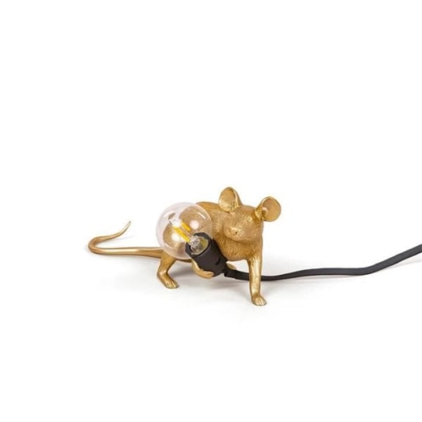 MOUSE-Bordslampa Liggande mus USB-kabel H8.1cm Guld Seletti - designad av Marcantonio Raimondi Malerba