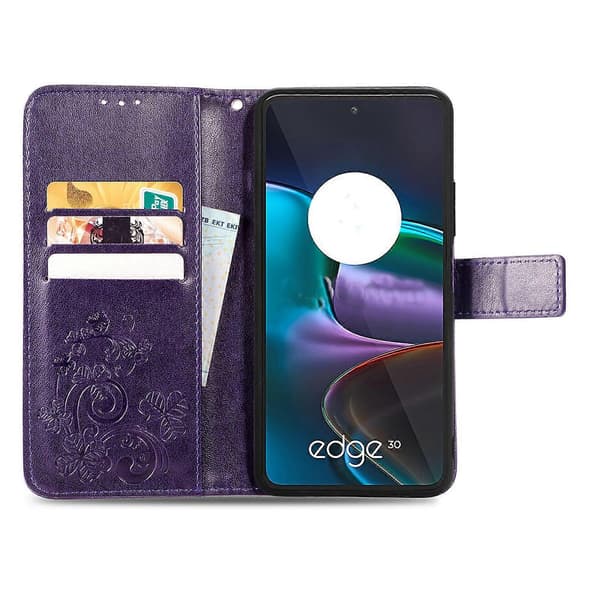 Läderfodral för Motorola Edge 30 (Lila)