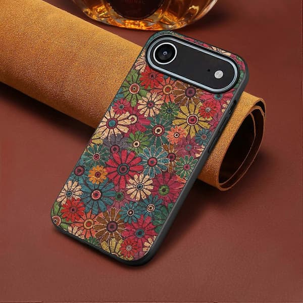 För iPhone 17 Air Fodral Blomtryck PU Läder PC TPU Telefonfodral