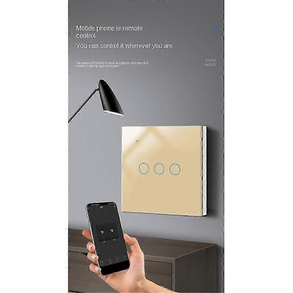 Tuya Zigbee Smartbryter Berøringslysbryter Enkel Null Brannlinje Universal 2 Bryter Gull