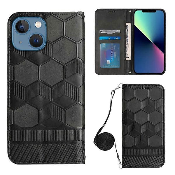 Til iPhone 13 mini Crossbody Fodbold Tekstur Magnetisk PU Telefoncover Til iPhone 13 Mini