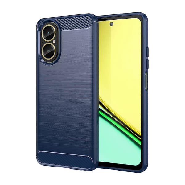 Kolfiberborstad textur TPU-telefonfodral (Blå, för Realme C67 4G)