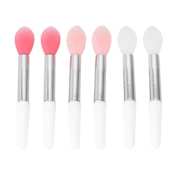 Multifunksjonelle silikonleppebørster, 6 stk leppesminkeapplikator for lipgloss og leppestift