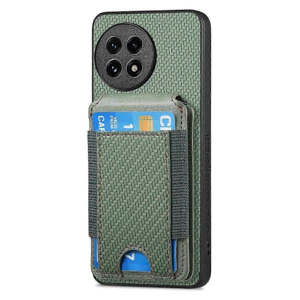 Til OnePlus 13 etui med kortholder, støttefod, læderbagside (grøn)