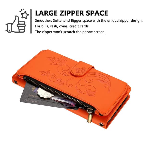 Fjäril Kärlek Blomma Multi-kort Dragkedja Plånbok Läder Telefonfodral (För Doogee Note 59 / Note 59 Pro)