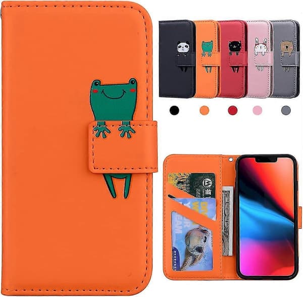 iPhone 13 Case, iPhone 13 Case, Shockproof TPU Protective Case iPhone 13, iPhone 13 Wallet Case [Card Slots] iPhone 13 Case - Orange