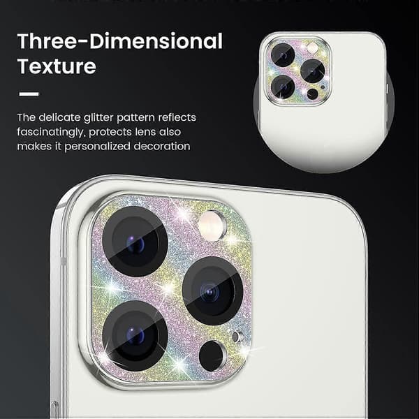 iPhone 13 Pro - iPhone 13 Pro Max -kameran linssinsuojus - värikäs glitter