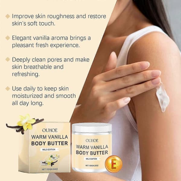 Varm Vanilj Kroppsskrubb - Exfolierar, Ger Näring, Mjukgör Huden