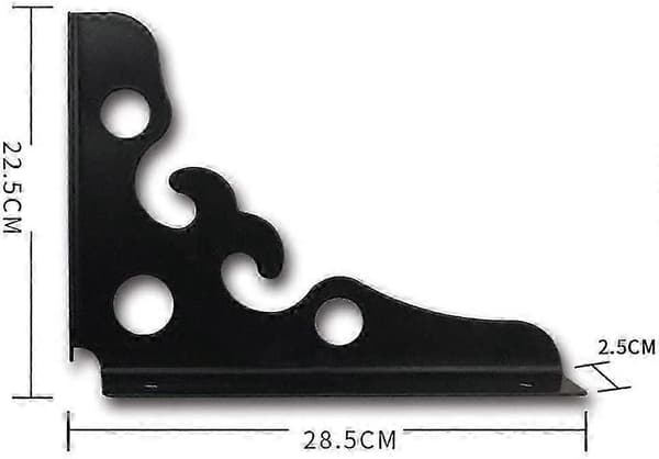 2 st väggmonterade hyllkonsoler L-formade 90 graders triangulära metallkonsoler, svart (225mm*285mm)
