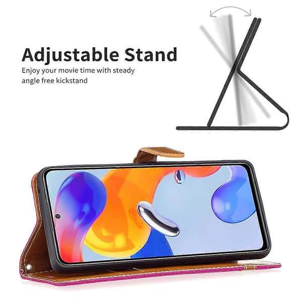 Til Xiaomi Redmi Note 11 Pro International Version Farvematchende Denim Tekstur Læder Telefoncover