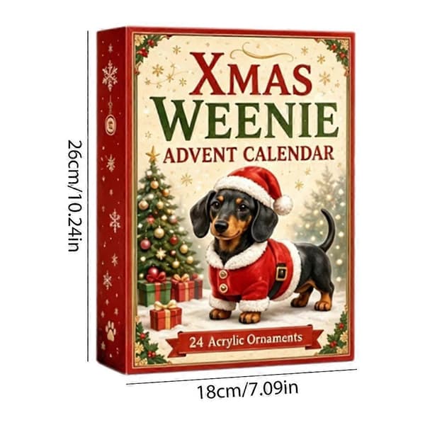 Gravhund Julekalender PVC 3D Figurer Jule-nedtælling Hundeelskere