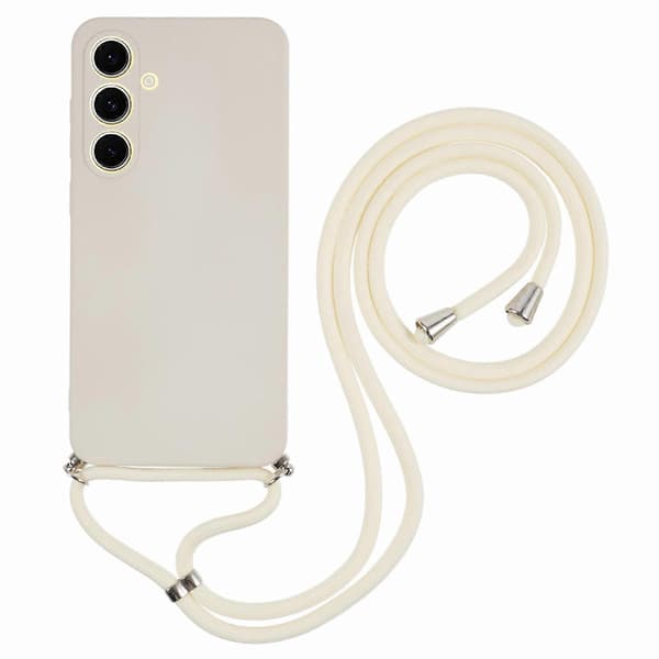 Mobilskal med snodd för Samsung Galaxy S25 Plus(+) Flexibelt TPU-fiberfoder Stötsäkert telefonskal (Vit)