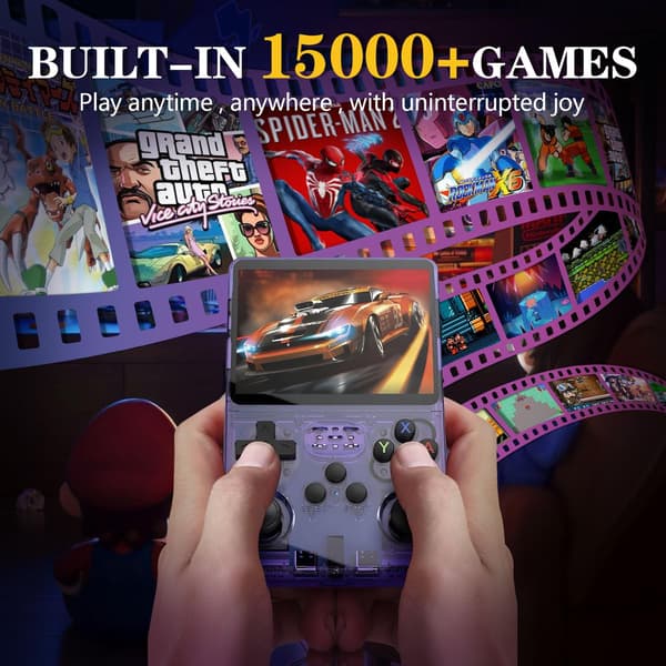 R36S Retro Handhållen Spelkonsol – Portabel GBA/FC-emulator, Stöder Klassiska Arkadspel Translucent red 64g