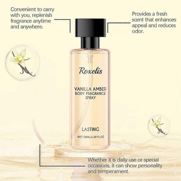 Vanilj Amber Kroppsparfym Spray, Långvarig fruktig söt doft, 50ml