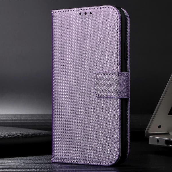 Diamanttextur Läder Telefonfodral (Lila)